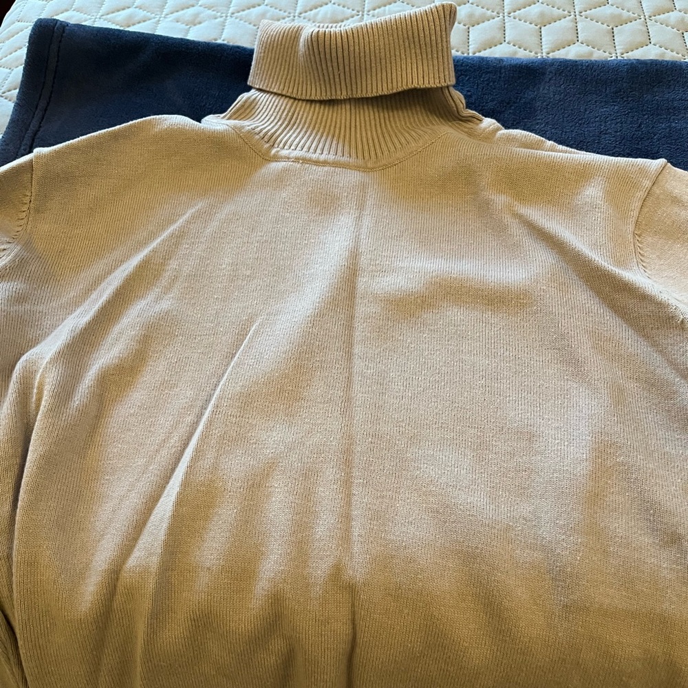 Two NEE Men's Tan Turtleneck Sweaters. You get both for the price of one. M
